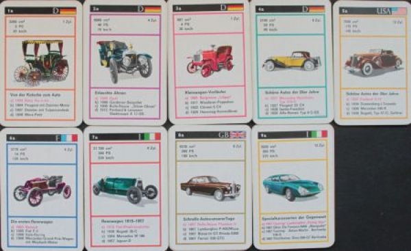 Schmid Spiele "Traumautos frueher - heute" 1973 Cardgame (4105)